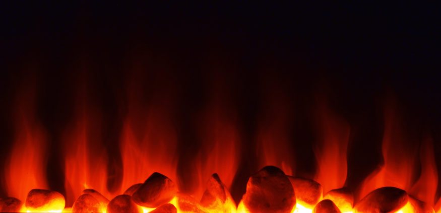 a close up of an electric fireplace’s fake flames