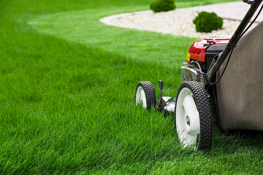 mowing lawn