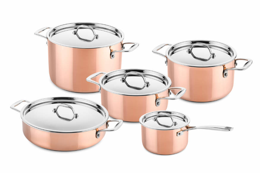copper coated pots and pans