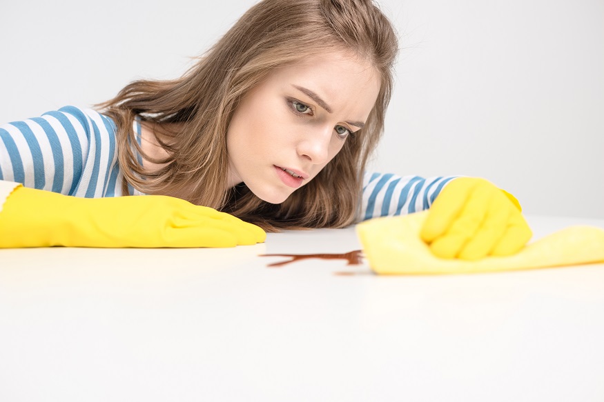 woman removing stain