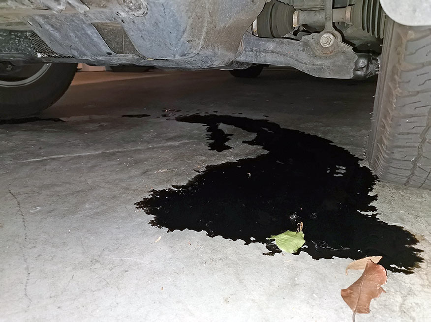 oil spill on concrete floor