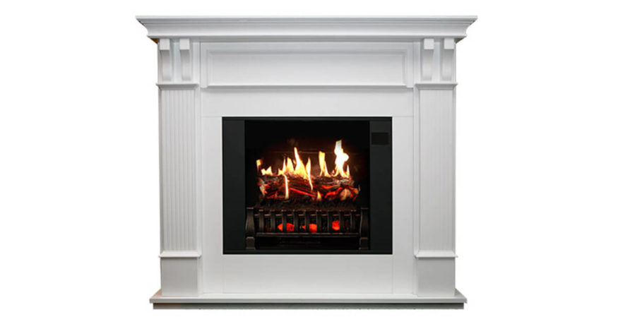 Trinity Large White Electric Fireplace Mantel & Insert With Sound