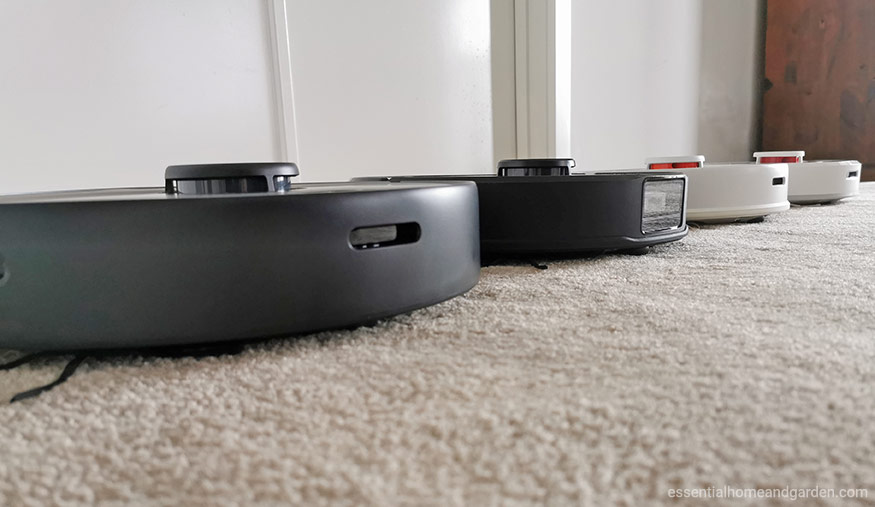 line up of robotic vacuum cleaners