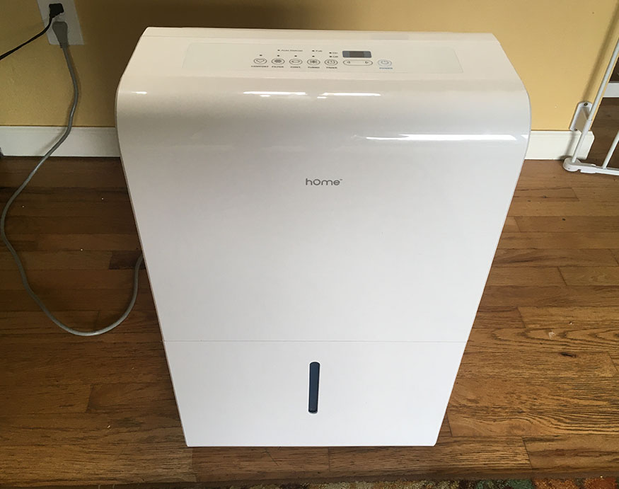 Top front view of h0meLabs 50-Pint Dehumidifier 