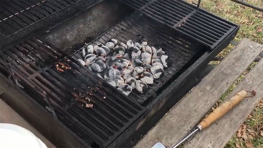 hot coals in a barbeque