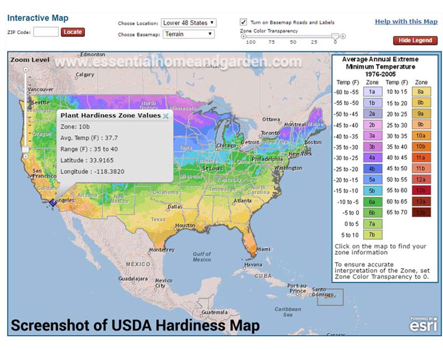 map of USDA Hardiness Zones