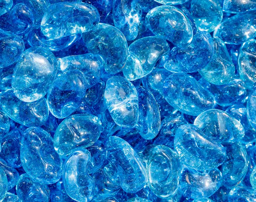 close up picture of blue fire glass