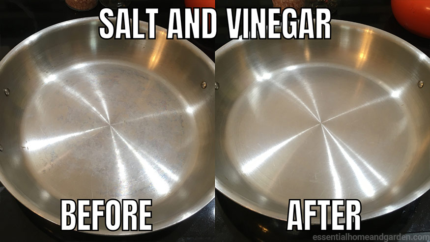 salt and vinegar to remove white spots on cookware