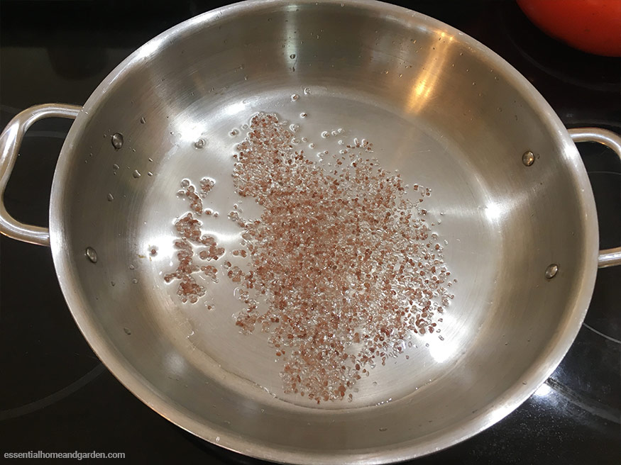 stainless steel pan with salt and vinegar