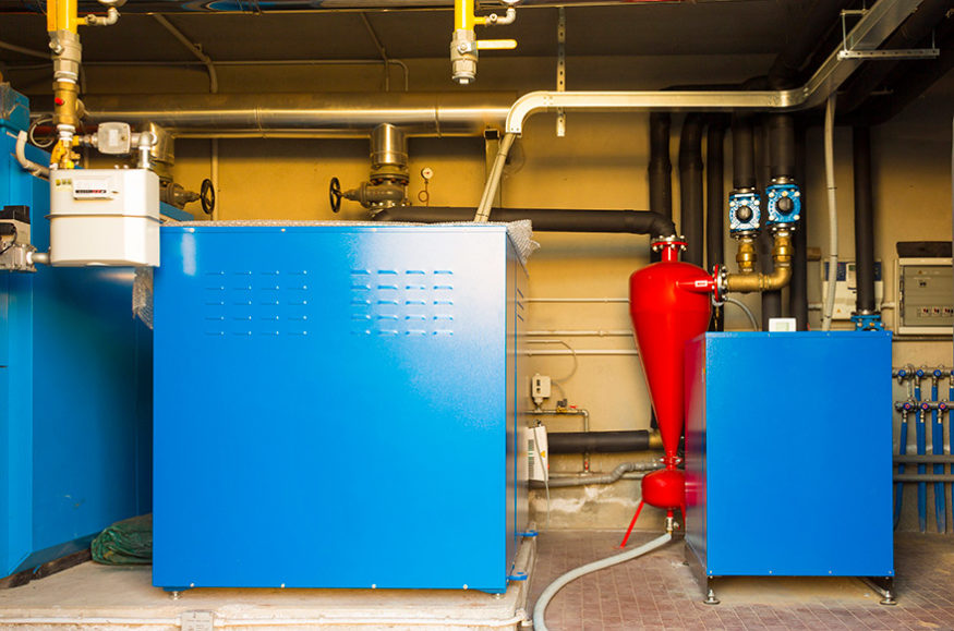 geothermal heat pump in boiler room