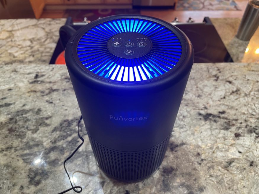 Purivortex AC201B purifier with its blue light feature