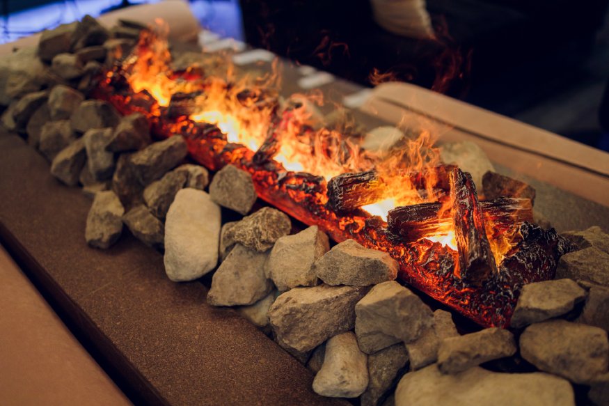 close up of an electric fireplace’s flames