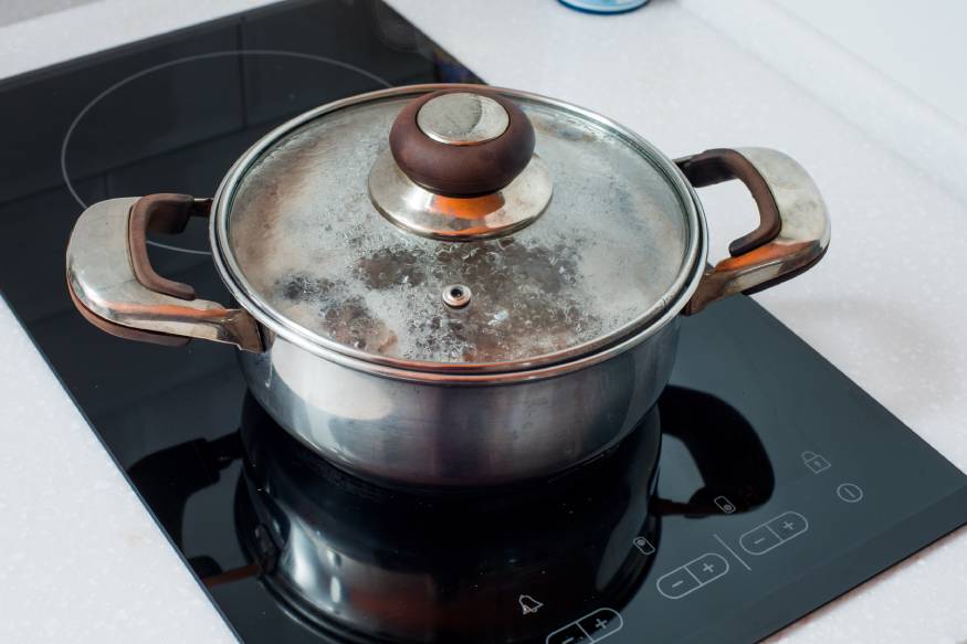 boiling pot on an induction stove
