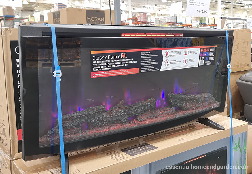 a modern electric fireplace on display in a shop
