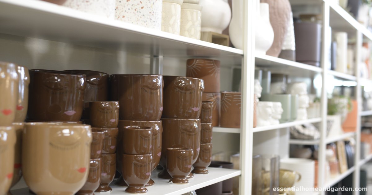 different pots on a shelf