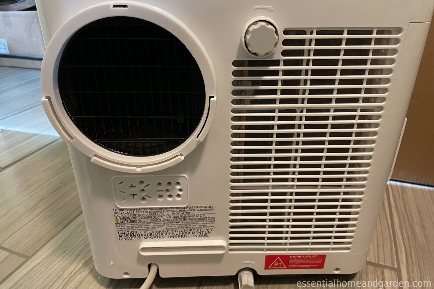 picture showing the back panel of hOmeLabs portable air conditioner