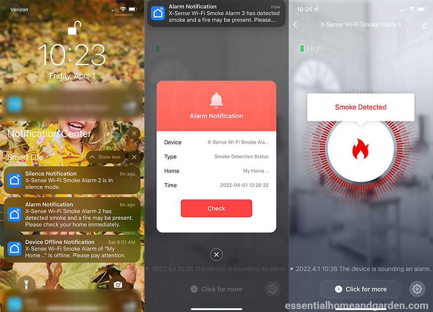Alarm notifications from X-Sense XS01-WT’s app