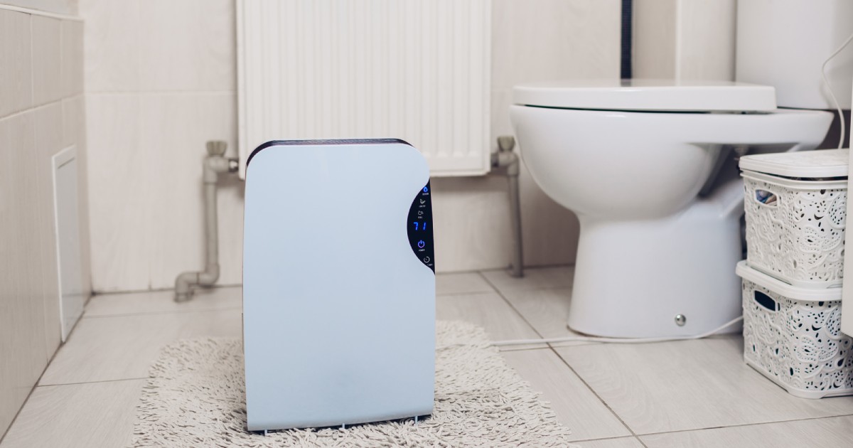 a dehumidifier inside the bathroom