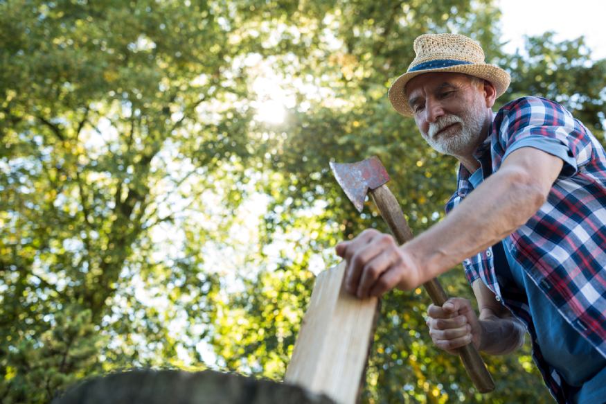 a man chopping firewood