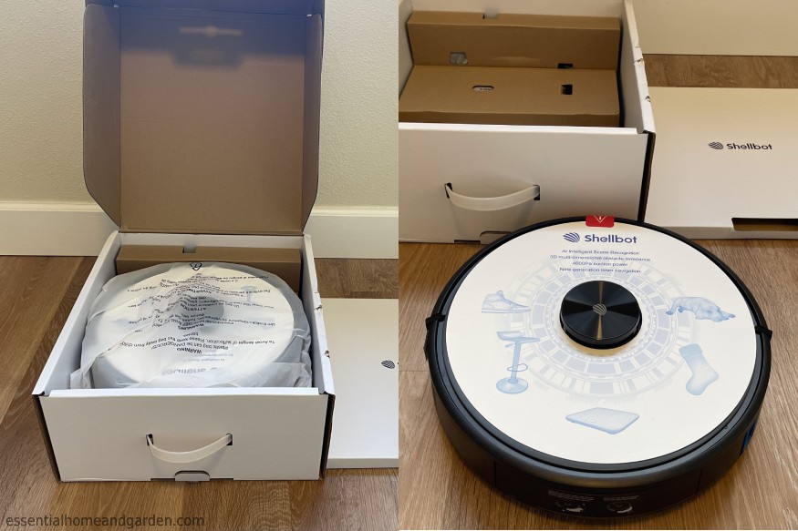 The Shellbot SL60 Robot Vacuum out of the box