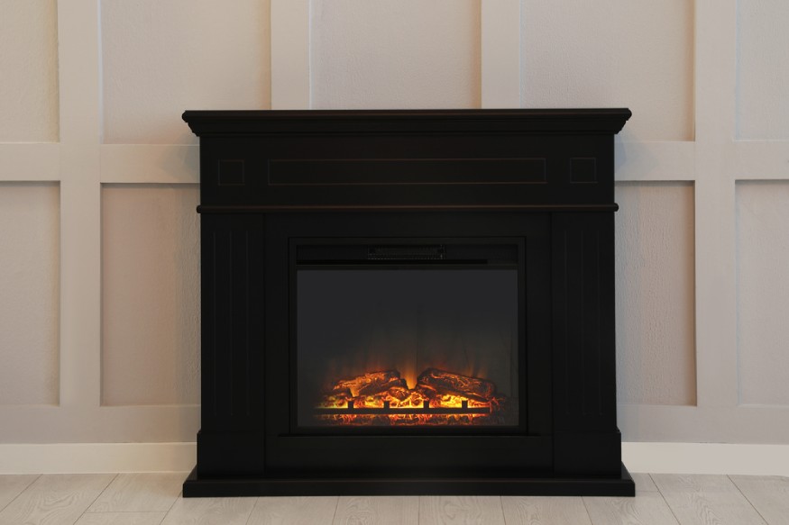 a photo of a modern electric fireplace