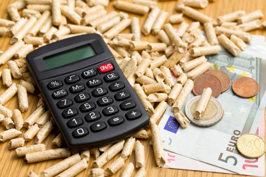 wood pellets and a calculator