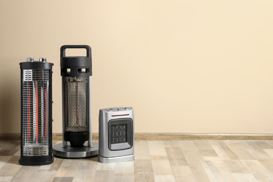 modern electric heaters on the floor