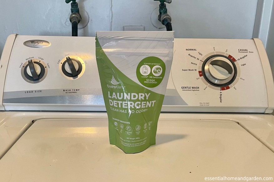 EnviroKlenz Laundry Detergent Powder on top of the washer