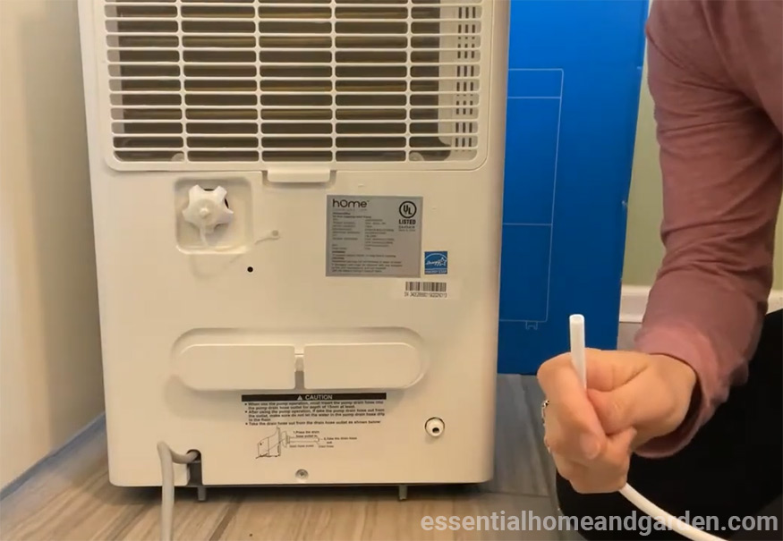 cleaning the drain hose on a dehumidifier