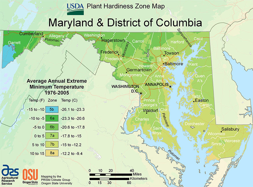 Maryland zone hardiness map