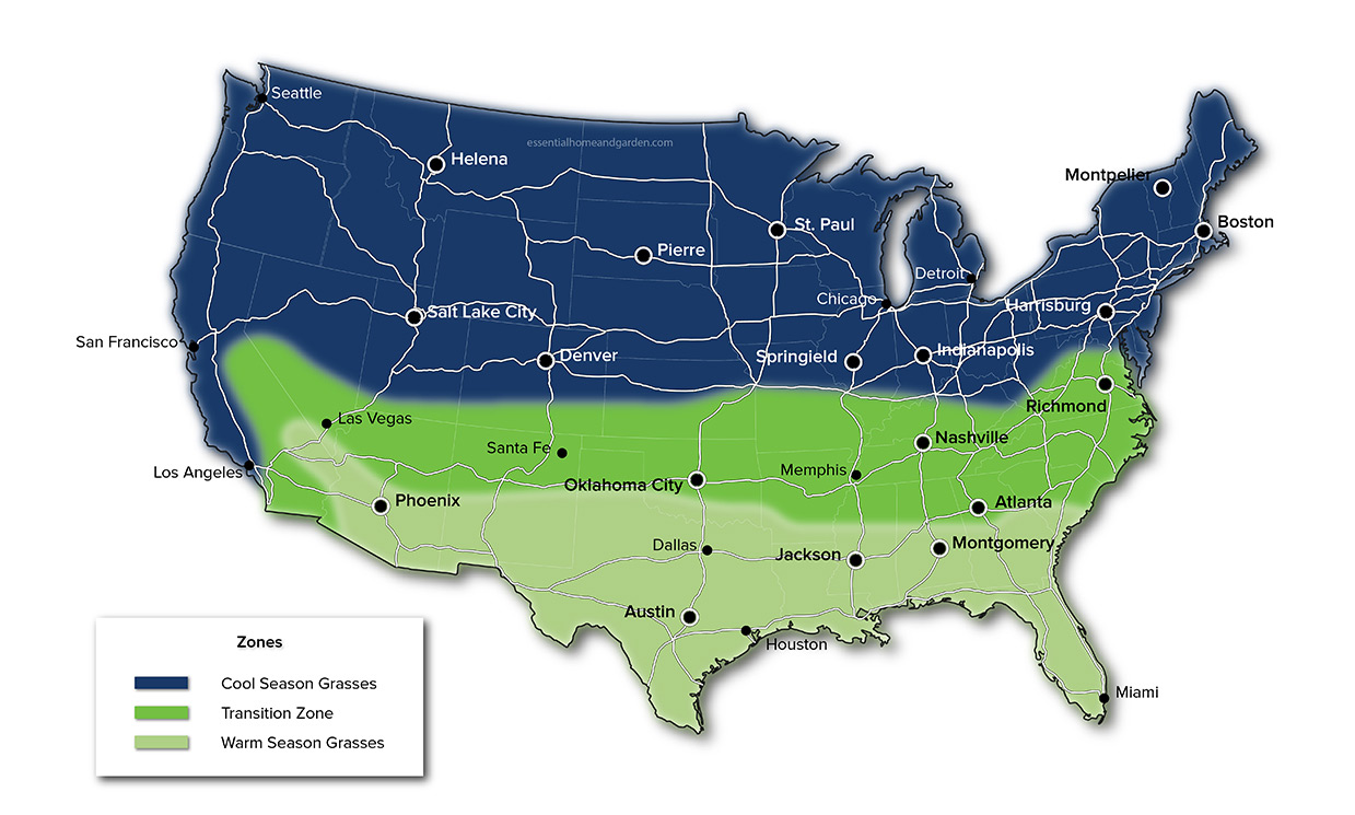 USA Grass Zones map