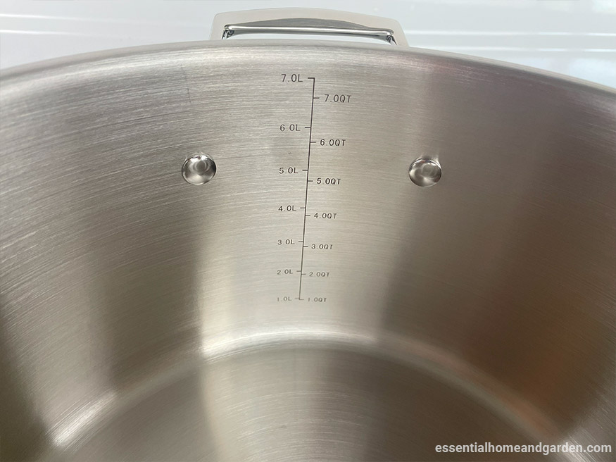 engraved measurements on legend cookware