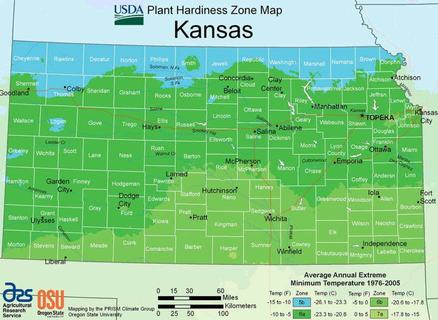 kansas USDA hardiness zone map