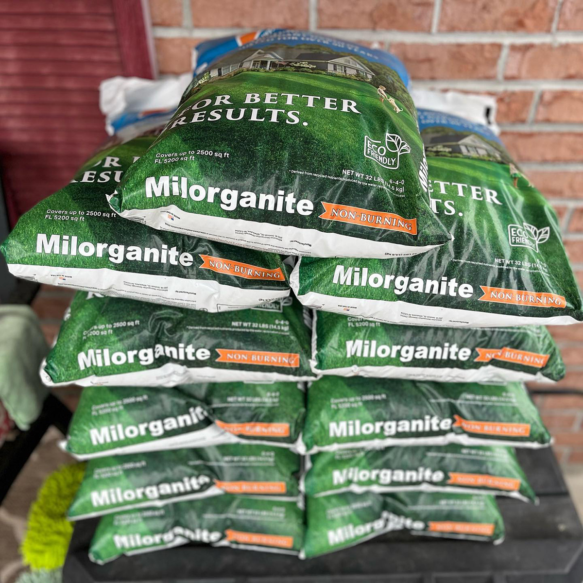 A stack of bags of micronate on a table.