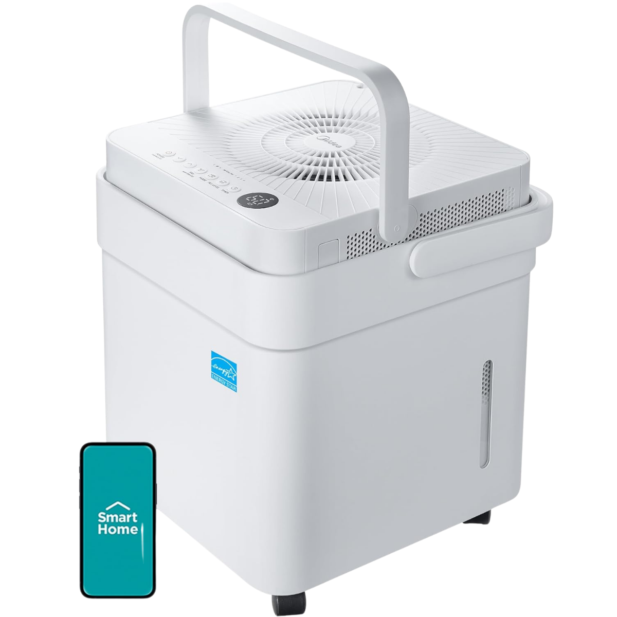 Midea Cube 35 pint dehumidifier with the lift and twist bucket and smart controls