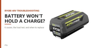 RYOBI 40V lithium-ion battery pack beside the headline Battery Won't Hold a Charge